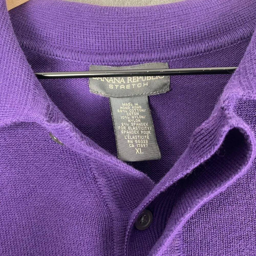 Banana Republic Purple Knit Polo Sweater Men’s XL Vintage Y2K Minimal Classic - Picture 3 of 7